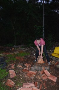 Chopping wood!